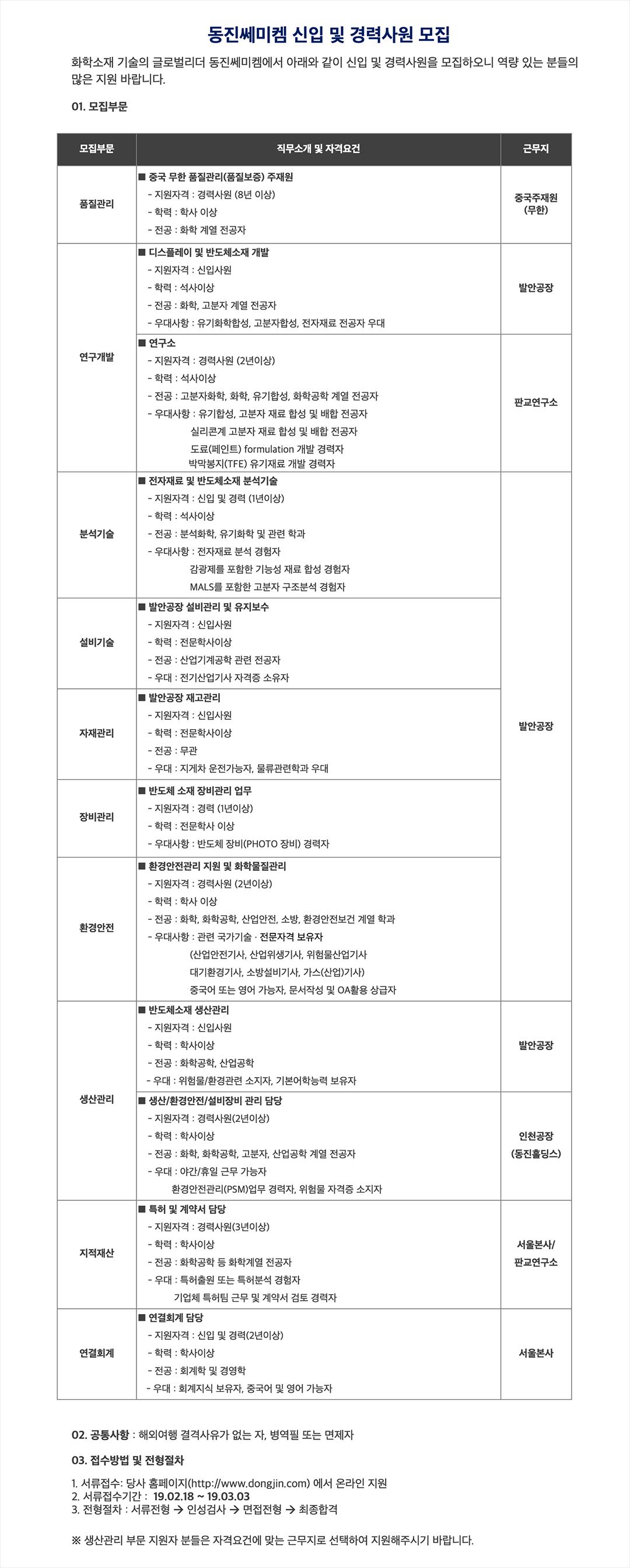 동진쎄미켐] 동진쎄미켐 신입 및 경력사원 모집 - 캠퍼스픽