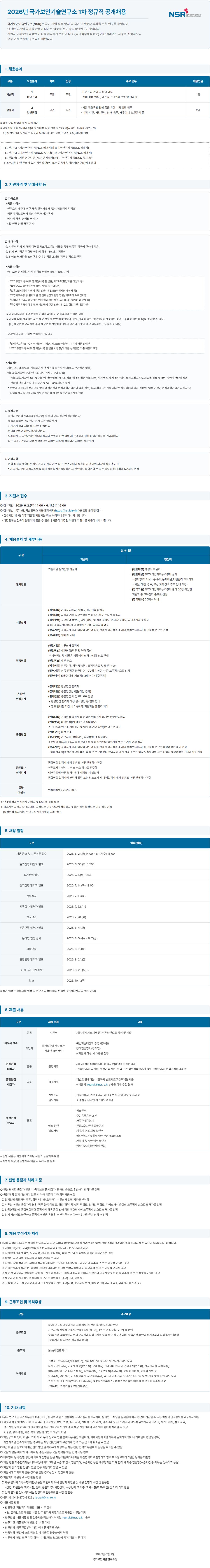 2026년도 1차 정규직 채용